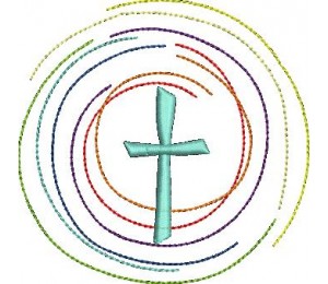 Stickdatei - Kreuz Regenbogen Kreis